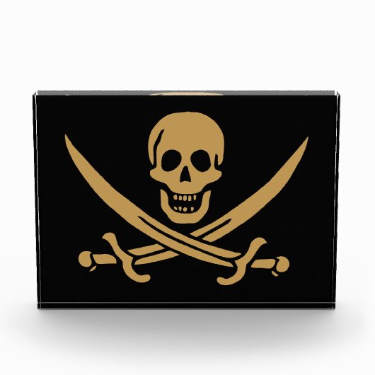 Aztec Gold Skull & Cutlass Pirate Calico Jack Fotoblock (Vorderseite)