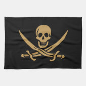 Aztec Gold Skull & Cutlass Pirate Calico Jack Geschirrtuch (Horizontal)