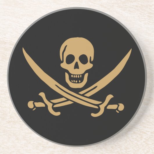 Aztec Gold Skull & Cutlass Pirate Calico Jack Getränkeuntersetzer (Vorne)