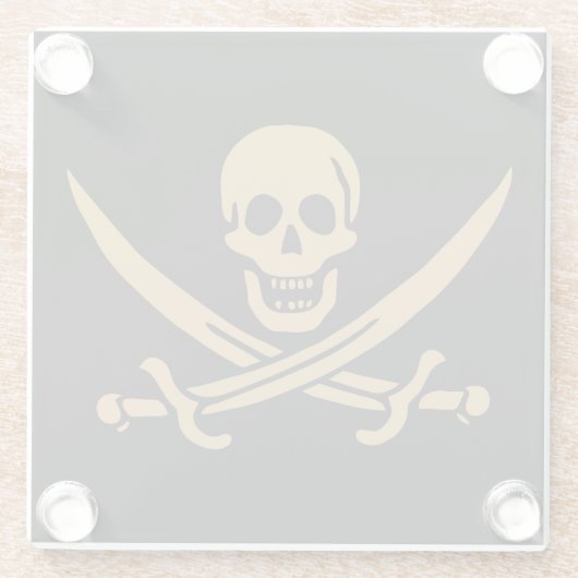 Aztec Gold Skull & Cutlass Pirate Calico Jack Glasuntersetzer (Rückseite)