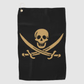 Aztec Gold Skull & Cutlass Pirate Calico Jack Golfhandtuch (Vorderseite)