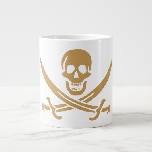 Aztec Gold Skull & Cutlass Pirate Calico Jack Jumbo-Tasse (Vorderseite)