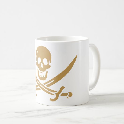 Aztec Gold Skull & Cutlass Pirate Calico Jack Kaffeetasse (VorderseiteRechts)