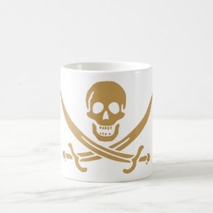Aztec Gold Skull & Cutlass Pirate Calico Jack Kaffeetasse