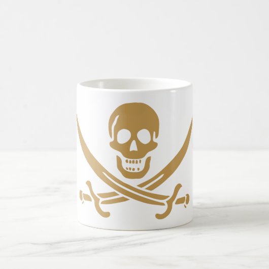 Aztec Gold Skull & Cutlass Pirate Calico Jack Kaffeetasse (Mittel)