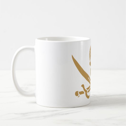 Aztec Gold Skull & Cutlass Pirate Calico Jack Kaffeetasse (Links)