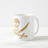Aztec Gold Skull & Cutlass Pirate Calico Jack Kaffeetasse (VorderseiteRechts)