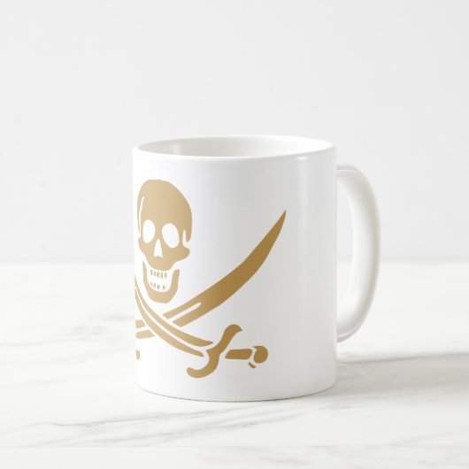 Aztec Gold Skull & Cutlass Pirate Calico Jack Kaffeetasse (VorderseiteRechts)