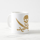 Aztec Gold Skull & Cutlass Pirate Calico Jack Kaffeetasse (Vorderseite Links)