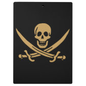Aztec Gold Skull & Cutlass Pirate Calico Jack Klemmbrett (Rückseite)
