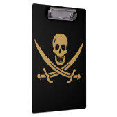 Aztec Gold Skull & Cutlass Pirate Calico Jack Klemmbrett (Rechts)