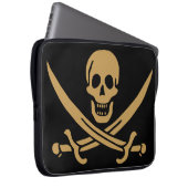 Aztec Gold Skull & Cutlass Pirate Calico Jack Laptopschutzhülle (Vorne Rechts)