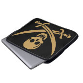 Aztec Gold Skull & Cutlass Pirate Calico Jack Laptopschutzhülle (Vorne Knopf)