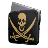 Aztec Gold Skull & Cutlass Pirate Calico Jack Laptopschutzhülle (Vorderseite Links)