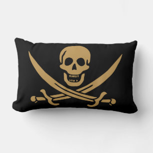Aztec Gold Skull & Cutlass Pirate Calico Jack Lendenkissen