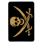 Aztec Gold Skull & Cutlass Pirate Calico Jack Magnet (Vertikal)