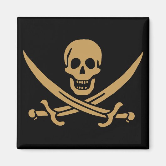 Aztec Gold Skull & Cutlass Pirate Calico Jack Magnet (Vorne)