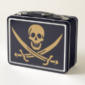 Aztec Gold Skull & Cutlass Pirate Calico Jack Metall Brotdose (Rückseite)