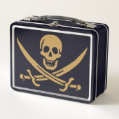 Aztec Gold Skull & Cutlass Pirate Calico Jack Metall Brotdose (Vorderseite)