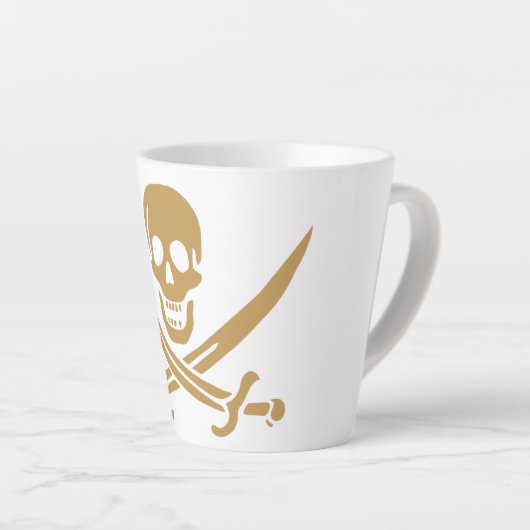 Aztec Gold Skull & Cutlass Pirate Calico Jack Milchtasse (Rechte Ecke)
