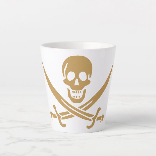 Aztec Gold Skull & Cutlass Pirate Calico Jack Milchtasse (Vorderseite)