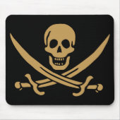 Aztec Gold Skull & Cutlass Pirate Calico Jack Mousepad (Vorne)