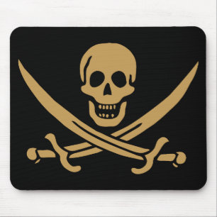Aztec Gold Skull & Cutlass Pirate Calico Jack Mousepad
