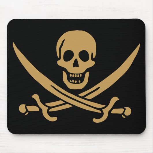 Aztec Gold Skull & Cutlass Pirate Calico Jack Mousepad (Vorne)