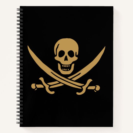 Aztec Gold Skull & Cutlass Pirate Calico Jack Notizblock (Vorderseite)