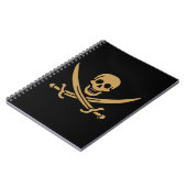 Aztec Gold Skull & Cutlass Pirate Calico Jack Notizblock (Linke Seite)