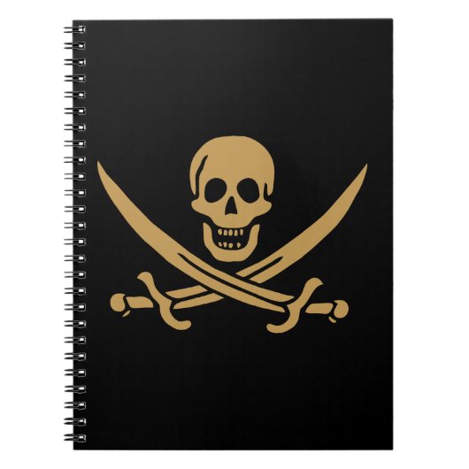 Aztec Gold Skull & Cutlass Pirate Calico Jack Notizblock (Vorderseite)
