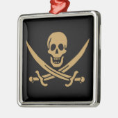 Aztec Gold Skull & Cutlass Pirate Calico Jack Ornament Aus Metall (Links)