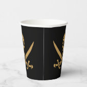 Aztec Gold Skull & Cutlass Pirate Calico Jack Pappbecher (Rechts)