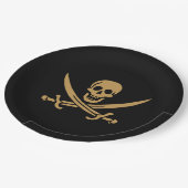 Aztec Gold Skull & Cutlass Pirate Calico Jack Pappteller (Schrägansicht)