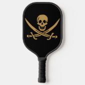 Aztec Gold Skull & Cutlass Pirate Calico Jack Pickleball Schläger (Rückseite)