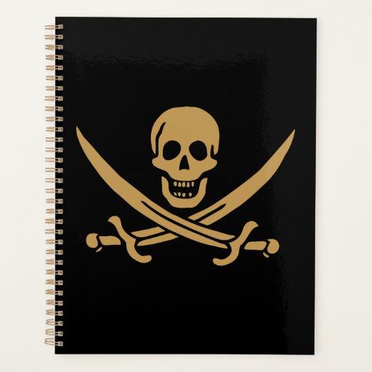 Aztec Gold Skull & Cutlass Pirate Calico Jack Planer (Vorderseite)