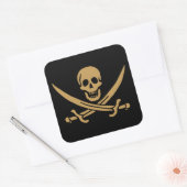 Aztec Gold Skull & Cutlass Pirate Calico Jack Quadratischer Aufkleber (Umschlag)