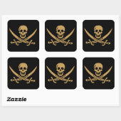 Aztec Gold Skull & Cutlass Pirate Calico Jack Quadratischer Aufkleber (Blatt)