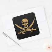 Aztec Gold Skull & Cutlass Pirate Calico Jack Quadratischer Aufkleber (Umschlag)