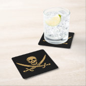 Aztec Gold Skull & Cutlass Pirate Calico Jack Rechteckiger Pappuntersetzer (Vor Ort)