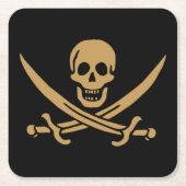 Aztec Gold Skull & Cutlass Pirate Calico Jack Rechteckiger Pappuntersetzer (Vorderseite)