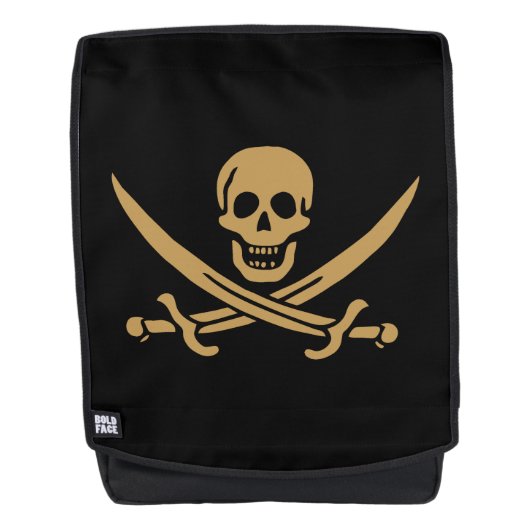 Aztec Gold Skull & Cutlass Pirate Calico Jack Rucksack (Vorderseite)