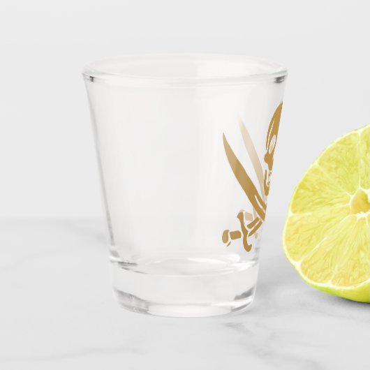 Aztec Gold Skull & Cutlass Pirate Calico Jack Schnapsglas (Links)