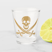 Aztec Gold Skull & Cutlass Pirate Calico Jack Schnapsglas (Vorderseite)