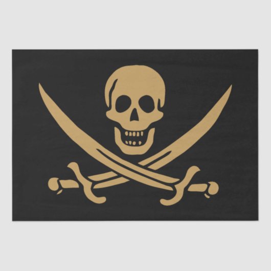 Aztec Gold Skull & Cutlass Pirate Calico Jack Seidenpapier (Vorderseite)