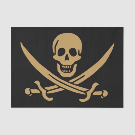 Aztec Gold Skull & Cutlass Pirate Calico Jack Seidenpapier (Vorderseite)