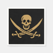 Aztec Gold Skull & Cutlass Pirate Calico Jack Serviette (Vorderseite)