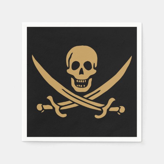 Aztec Gold Skull & Cutlass Pirate Calico Jack Serviette (Vorderseite)
