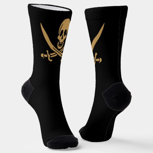 Aztec Gold Skull & Cutlass Pirate Calico Jack Socken (Gewinkelt)