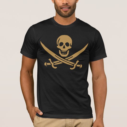 Aztec Gold Skull & Cutlass Pirate Calico Jack T-Shirt (Vorderseite)